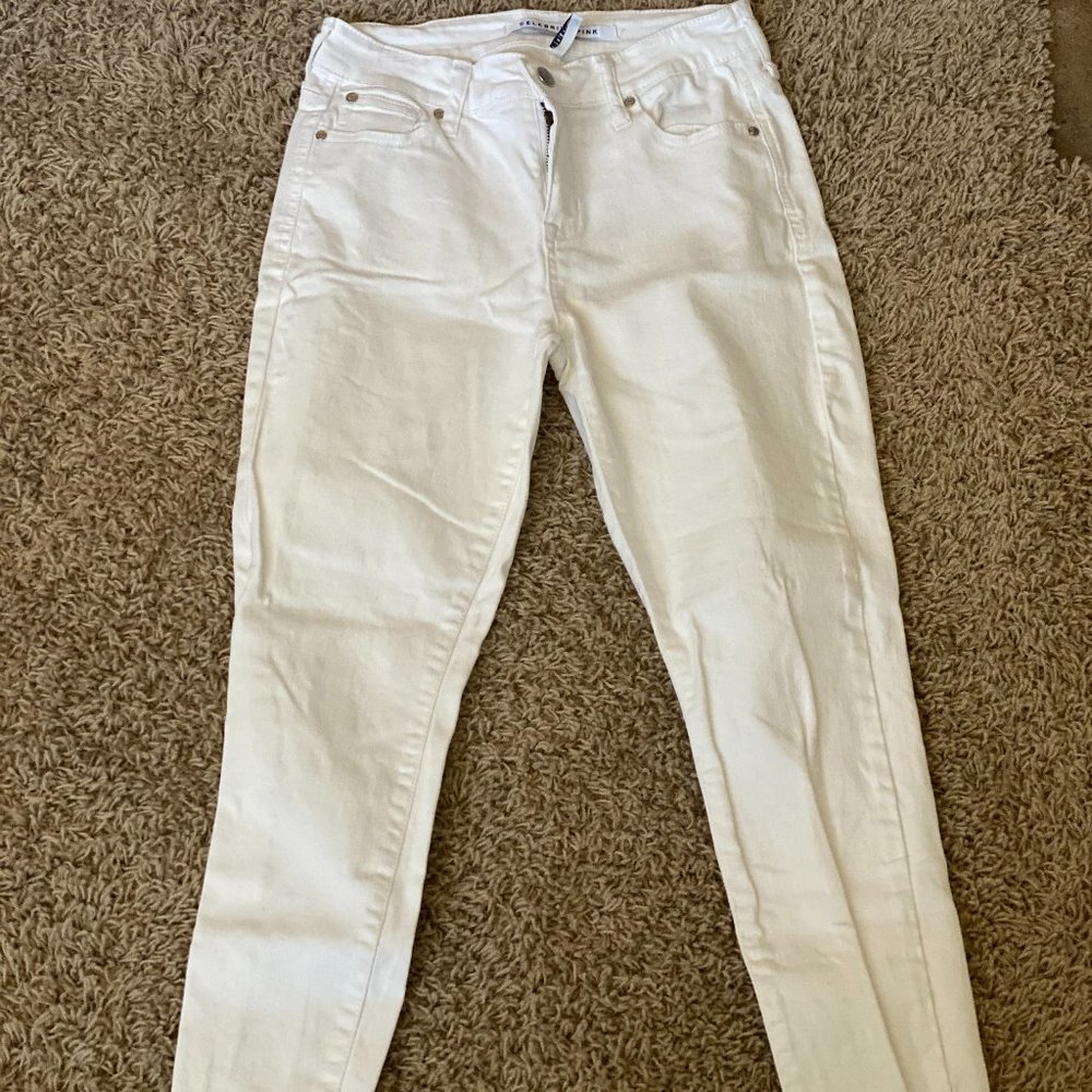 Celebrity Pink Mid-Rise Ankle Skinny White Jeans
